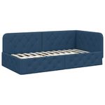 Casa si Gradina - Mobilier - Paturi si accesorii - Paturi - Cadru de pat coltar cu headboard albastru 90 x 190 cm tesatura - Infinity.ro
