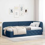 Casa si Gradina - Mobilier - Paturi si accesorii - Paturi - Cadru de pat coltar cu headboard albastru 90 x 190 cm tesatura - Infinity.ro