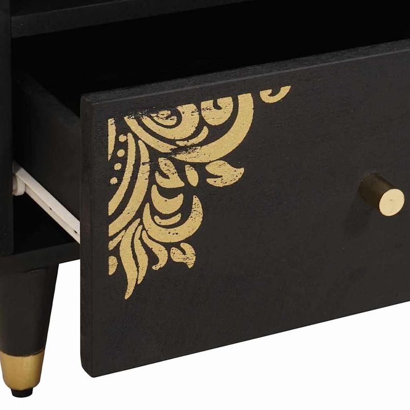 Casa si Gradina - Mobilier - Comode si corpuri - Noptiere - Noptiera Negru 40 x 33 x 46 cm Lemn de mango solid - Infinity.ro
