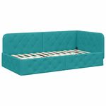 Casa si Gradina - Mobilier - Paturi si accesorii - Paturi - Cadru de pat coltar cu headboard Turcoaz 90 x 200 cm Catifea - Infinity.ro