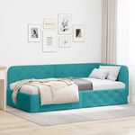 Casa si Gradina - Mobilier - Paturi si accesorii - Paturi - Cadru de pat coltar cu headboard Turcoaz 90 x 200 cm Catifea - Infinity.ro