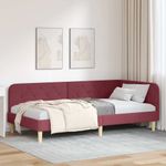 Casa si Gradina - Mobilier - Paturi si accesorii - Paturi - Cadru de pat coltar cu headboard Rosu Vin 90 x 200 cm tesatura - Infinity.ro