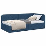 Casa si Gradina - Mobilier - Paturi si accesorii - Paturi - Cadru de pat coltar cu headboard albastru 90 x 190 cm tesatura - Infinity.ro