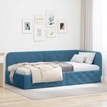 Casa si Gradina - Mobilier - Paturi si accesorii - Paturi - Cadru de pat coltar cu headboard albastru 100 x 200 cm Catifea - Infinity.ro