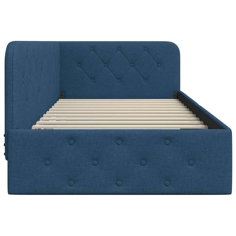 Casa si Gradina - Mobilier - Paturi si accesorii - Paturi - Cadru de pat coltar cu headboard albastru 90 x 190 cm tesatura - Infinity.ro