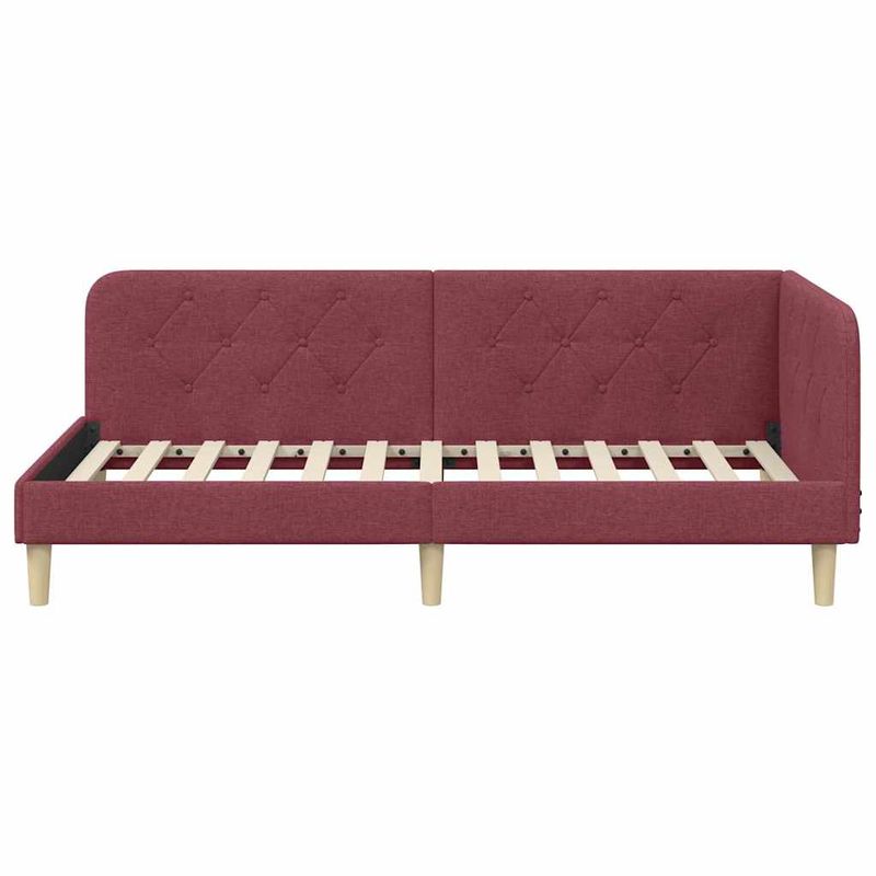 Casa si Gradina - Mobilier - Paturi si accesorii - Paturi - Cadru de pat coltar cu headboard Rosu Vin 90 x 200 cm tesatura - Infinity.ro