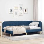 Casa si Gradina - Mobilier - Paturi si accesorii - Paturi - Cadru de pat coltar cu headboard albastru 90 x 200 cm tesatura - Infinity.ro