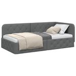 Casa si Gradina - Mobilier - Paturi si accesorii - Paturi - Cadru de pat coltar Gri inchis 90 x 200 cm tesatura - Infinity.ro