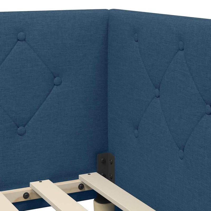 Casa si Gradina - Mobilier - Paturi si accesorii - Paturi - Cadru de pat coltar cu headboard albastru 90 x 190 cm tesatura - Infinity.ro