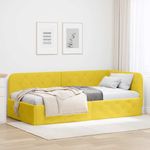 Casa si Gradina - Mobilier - Paturi si accesorii - Paturi - Cadru de pat coltar cu headboard Galben 90 x 200 cm Catifea - Infinity.ro