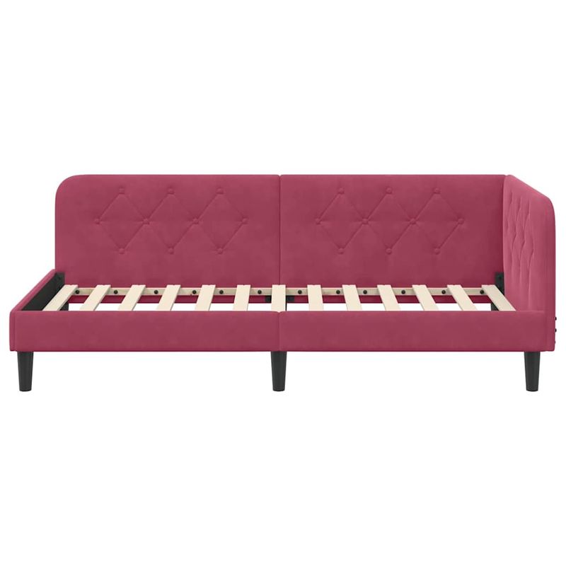 Casa si Gradina - Mobilier - Paturi si accesorii - Paturi - Cadru de pat coltar cu headboard Rosu Vin 90 x 190 cm Catifea - Infinity.ro