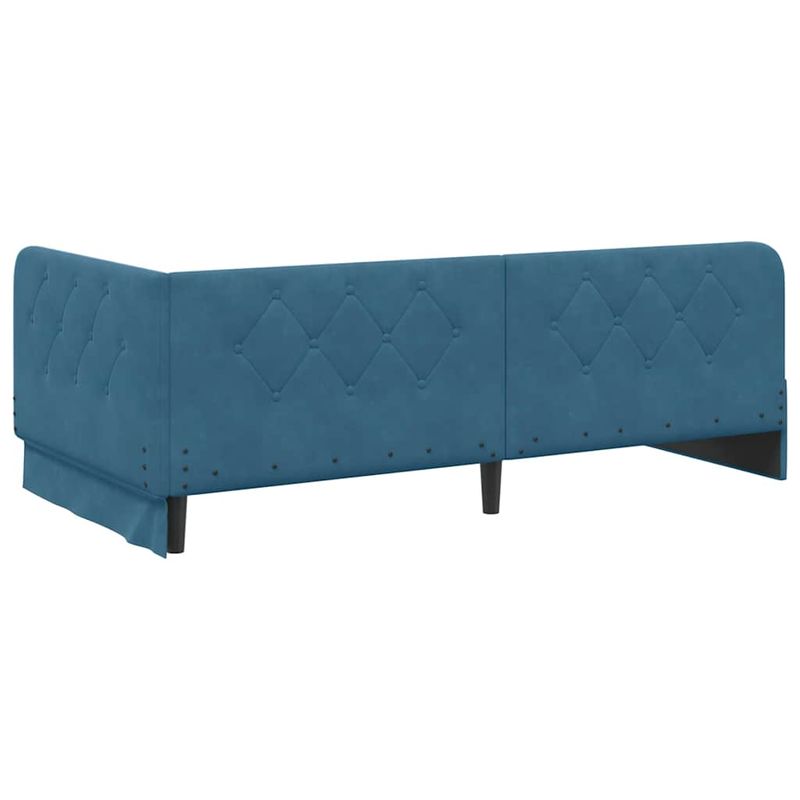 Casa si Gradina - Mobilier - Paturi si accesorii - Paturi - Cadru de pat coltar cu headboard albastru 100 x 200 cm Catifea - Infinity.ro