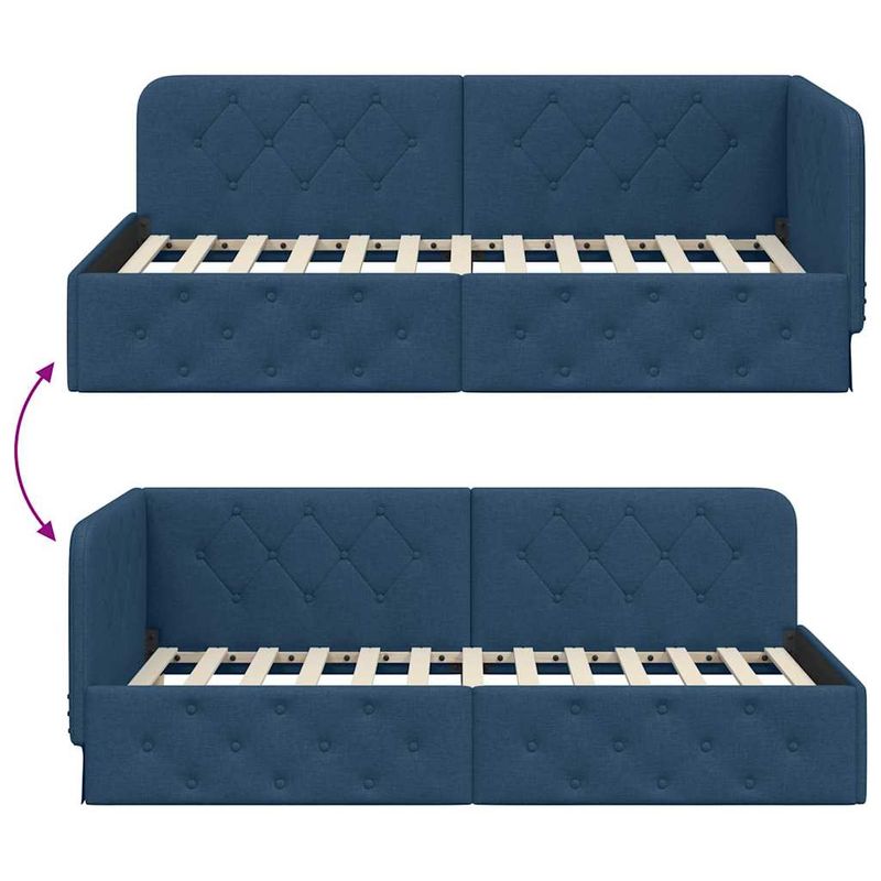 Casa si Gradina - Mobilier - Paturi si accesorii - Paturi - Cadru de pat coltar cu headboard albastru 90 x 190 cm tesatura - Infinity.ro