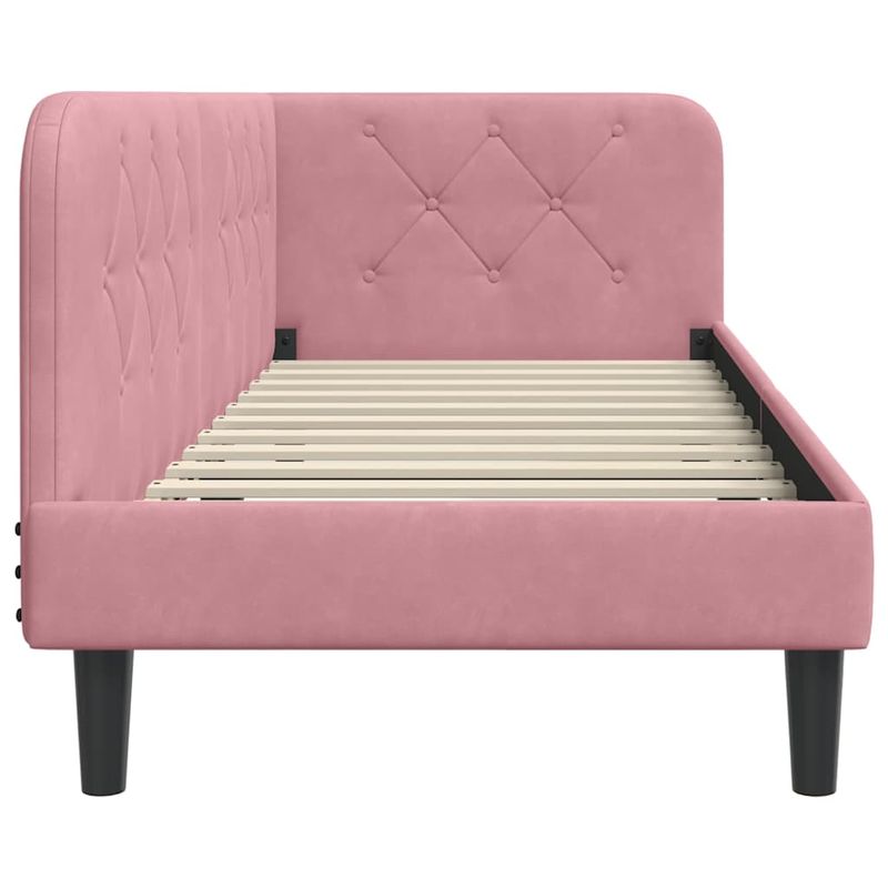 Casa si Gradina - Mobilier - Paturi si accesorii - Paturi - Cadru de pat coltar cu headboard Roz 80 x 200 cm Catifea - Infinity.ro