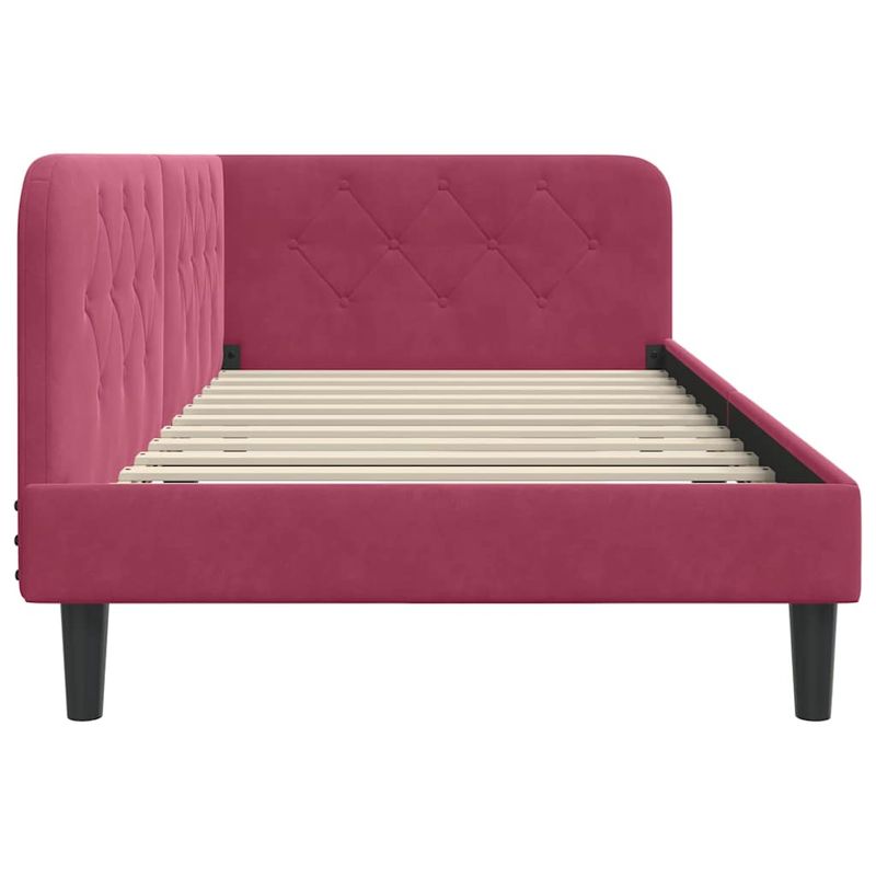 Casa si Gradina - Mobilier - Paturi si accesorii - Paturi - Cadru de pat coltar cu headboard Rosu Vin 90 x 190 cm Catifea - Infinity.ro