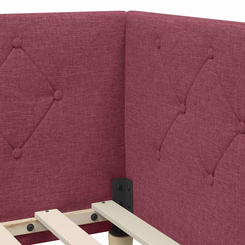 Casa si Gradina - Mobilier - Paturi si accesorii - Paturi - Cadru de pat coltar cu headboard Rosu Vin 90 x 200 cm tesatura - Infinity.ro
