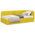 Casa si Gradina - Mobilier - Paturi si accesorii - Paturi - Cadru de pat coltar cu headboard Galben 90 x 200 cm Catifea - Infinity.ro