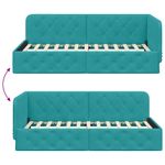 Casa si Gradina - Mobilier - Paturi si accesorii - Paturi - Cadru de pat coltar cu headboard Turcoaz 90 x 200 cm Catifea - Infinity.ro
