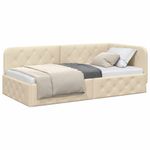 Casa si Gradina - Mobilier - Paturi si accesorii - Paturi - Cadru de pat coltar cu headboard Crem 90 x 200 cm tesatura - Infinity.ro