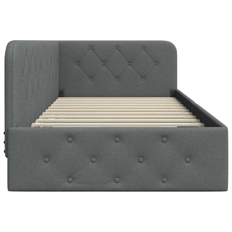 Casa si Gradina - Mobilier - Paturi si accesorii - Paturi - Cadru de pat coltar Gri inchis 90 x 200 cm tesatura - Infinity.ro