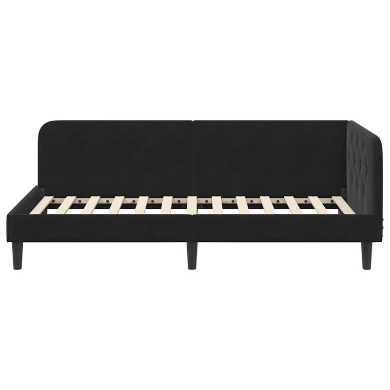 Casa si Gradina - Mobilier - Paturi si accesorii - Paturi - Cadru de pat coltar cu headboard Negru 90 x 190 cm Catifea - Infinity.ro
