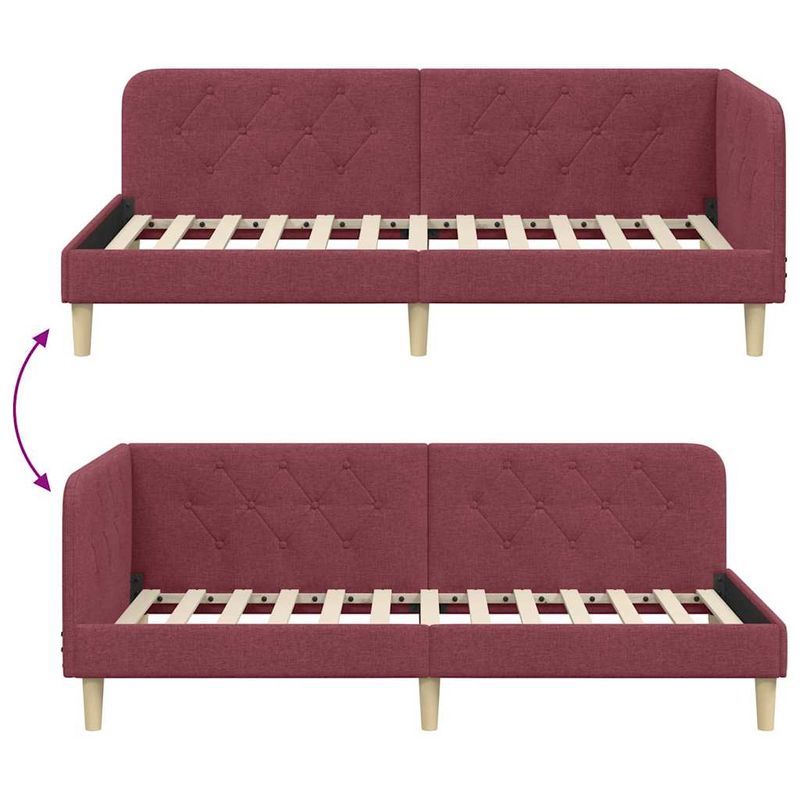 Casa si Gradina - Mobilier - Paturi si accesorii - Paturi - Cadru de pat coltar cu headboard Rosu Vin 90 x 200 cm tesatura - Infinity.ro