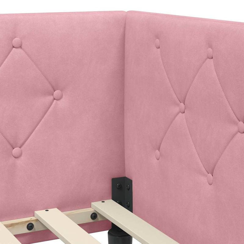 Casa si Gradina - Mobilier - Paturi si accesorii - Paturi - Cadru de pat coltar cu headboard Roz 80 x 200 cm Catifea - Infinity.ro