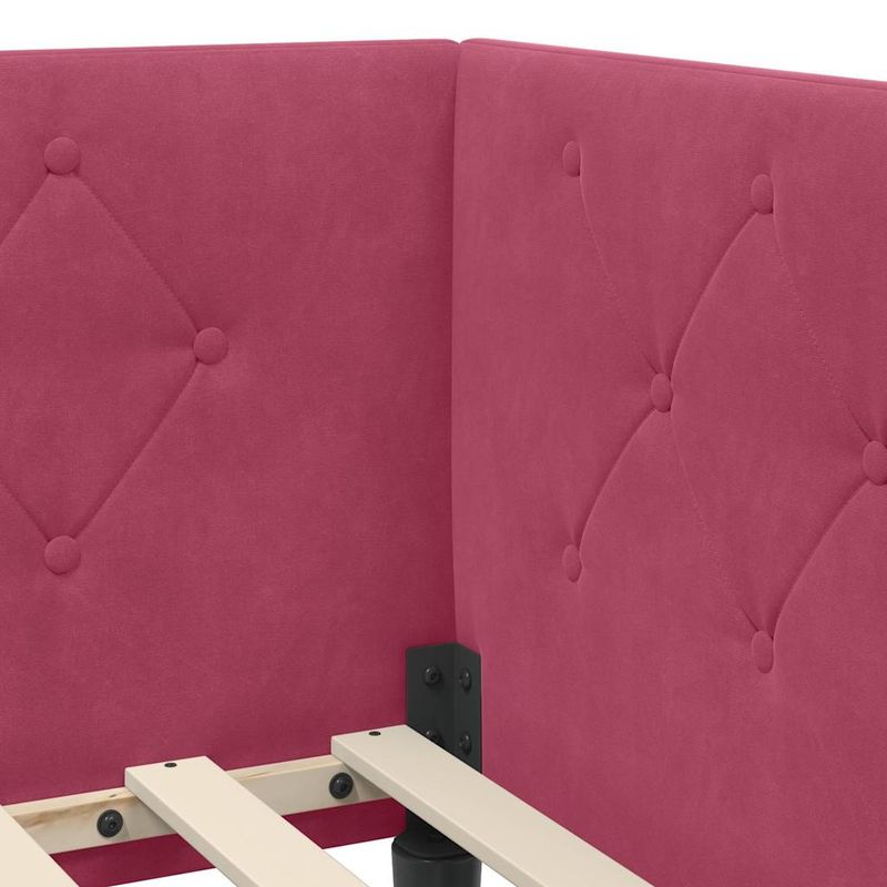 Casa si Gradina - Mobilier - Paturi si accesorii - Paturi - Cadru de pat coltar cu headboard Rosu Vin 90 x 190 cm Catifea - Infinity.ro