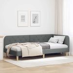 Casa si Gradina - Mobilier - Paturi si accesorii - Paturi - Cadru de pat coltar Gri inchis 90 x 190 cm tesatura - Infinity.ro