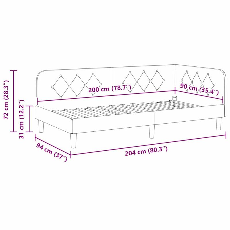 Casa si Gradina - Mobilier - Paturi si accesorii - Paturi - Cadru de pat coltar cu headboard Rosu Vin 90 x 200 cm tesatura - Infinity.ro