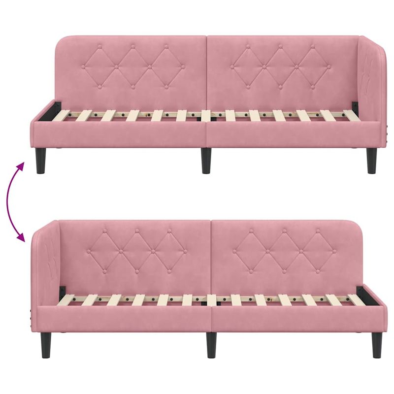 Casa si Gradina - Mobilier - Paturi si accesorii - Paturi - Cadru de pat coltar cu headboard Roz 80 x 200 cm Catifea - Infinity.ro