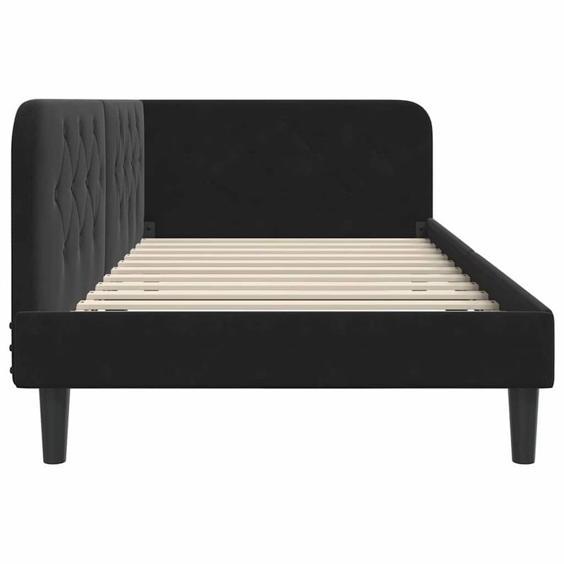 Casa si Gradina - Mobilier - Paturi si accesorii - Paturi - Cadru de pat coltar cu headboard Negru 90 x 190 cm Catifea - Infinity.ro