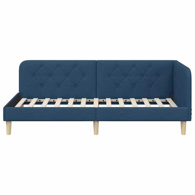 Casa si Gradina - Mobilier - Paturi si accesorii - Paturi - Cadru de pat coltar cu headboard albastru 90 x 200 cm tesatura - Infinity.ro