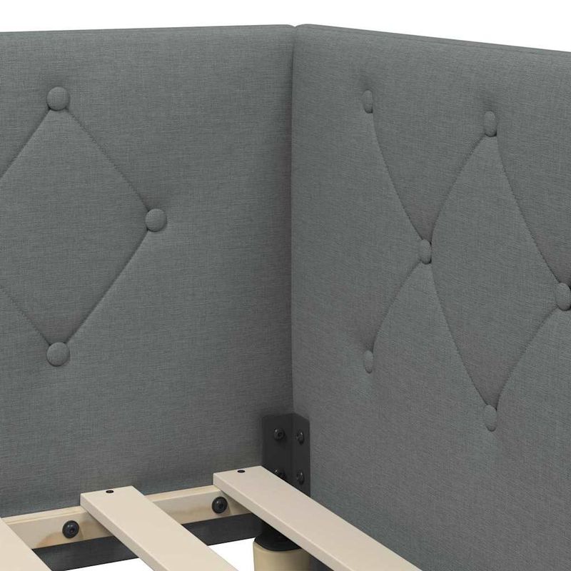 Casa si Gradina - Mobilier - Paturi si accesorii - Paturi - Cadru de pat coltar Gri inchis 90 x 200 cm tesatura - Infinity.ro