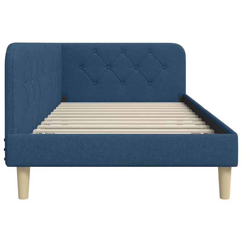 Casa si Gradina - Mobilier - Paturi si accesorii - Paturi - Cadru de pat coltar cu headboard albastru 90 x 200 cm tesatura - Infinity.ro