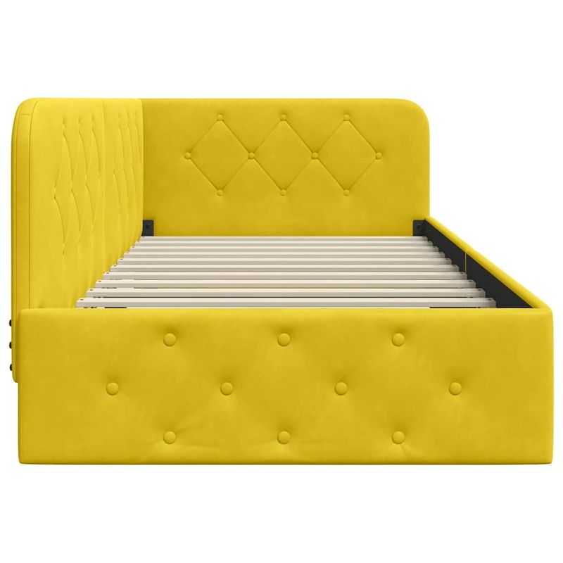 Casa si Gradina - Mobilier - Paturi si accesorii - Paturi - Cadru de pat coltar cu headboard Galben 90 x 200 cm Catifea - Infinity.ro