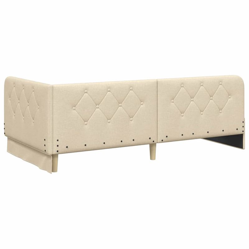 Casa si Gradina - Mobilier - Paturi si accesorii - Paturi - Cadru de pat coltar cu headboard Crem 90 x 200 cm tesatura - Infinity.ro