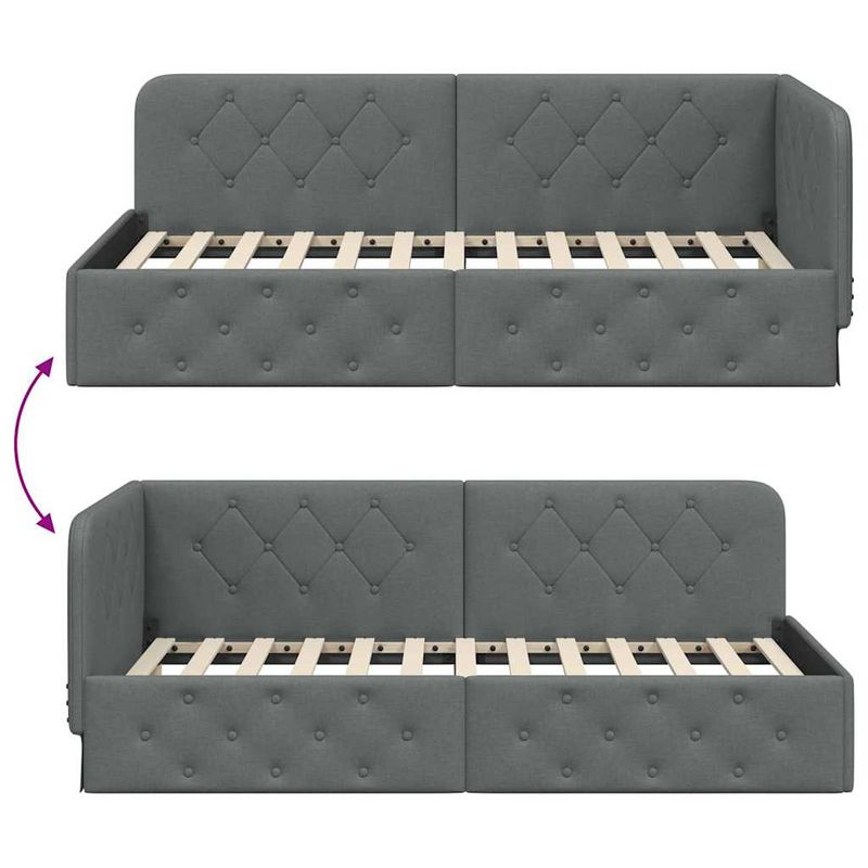 Casa si Gradina - Mobilier - Paturi si accesorii - Paturi - Cadru de pat coltar Gri inchis 90 x 200 cm tesatura - Infinity.ro