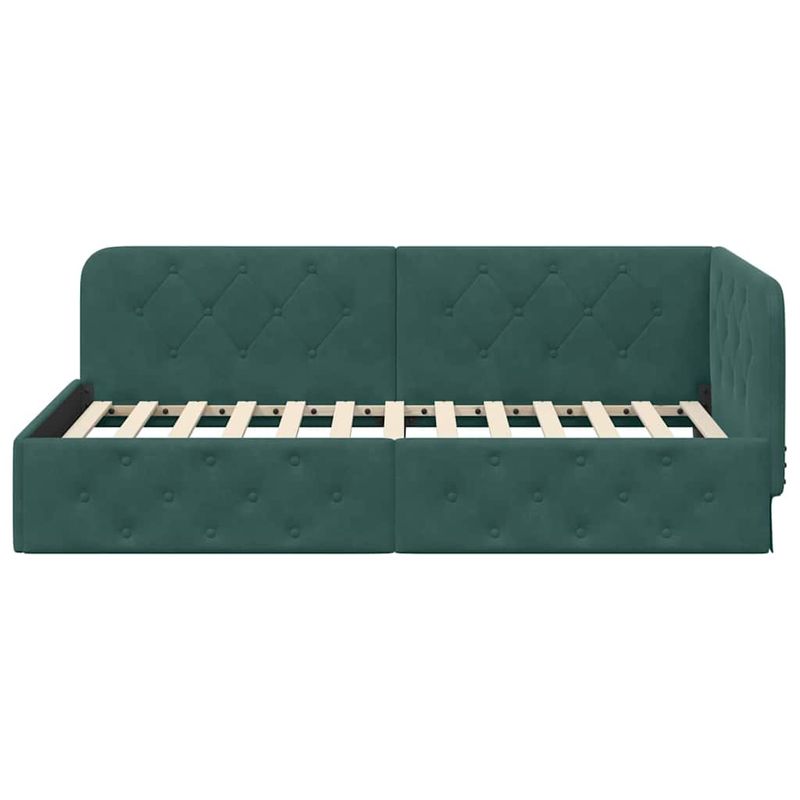 Casa si Gradina - Mobilier - Paturi si accesorii - Paturi - Cadru de pat coltar Verde inchis 90 x 200 cm Catifea - Infinity.ro