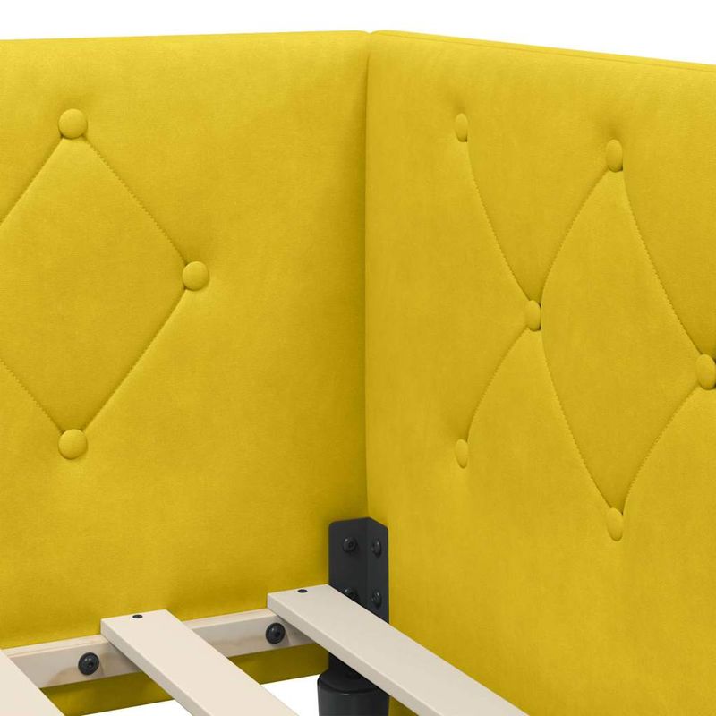 Casa si Gradina - Mobilier - Paturi si accesorii - Paturi - Cadru de pat coltar cu headboard Galben 90 x 200 cm Catifea - Infinity.ro