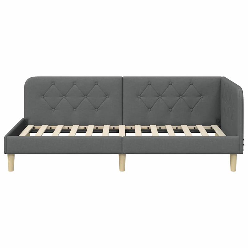 Casa si Gradina - Mobilier - Paturi si accesorii - Paturi - Cadru de pat coltar Gri inchis 90 x 190 cm tesatura - Infinity.ro