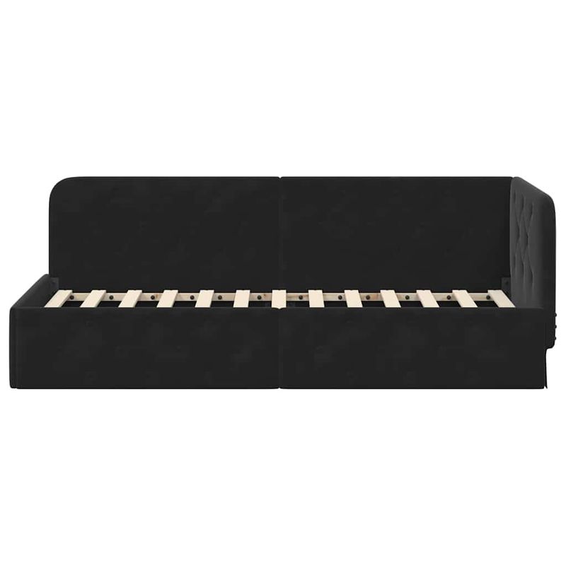 Casa si Gradina - Mobilier - Paturi si accesorii - Paturi - Cadru de pat coltar cu headboard Negru 80 x 200 cm Catifea - Infinity.ro