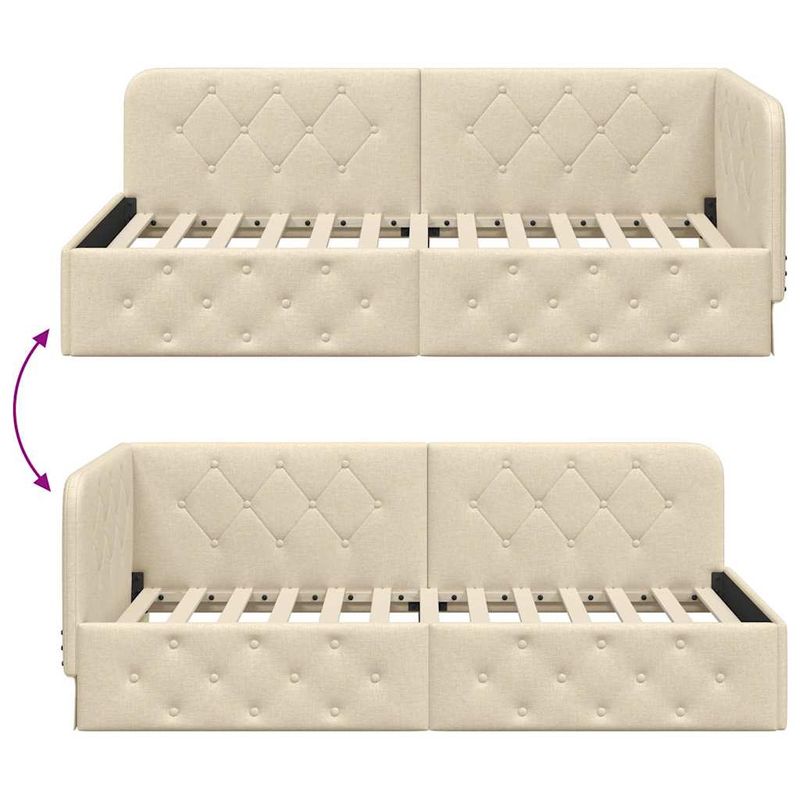 Casa si Gradina - Mobilier - Paturi si accesorii - Paturi - Cadru de pat coltar cu headboard Crem 90 x 200 cm tesatura - Infinity.ro