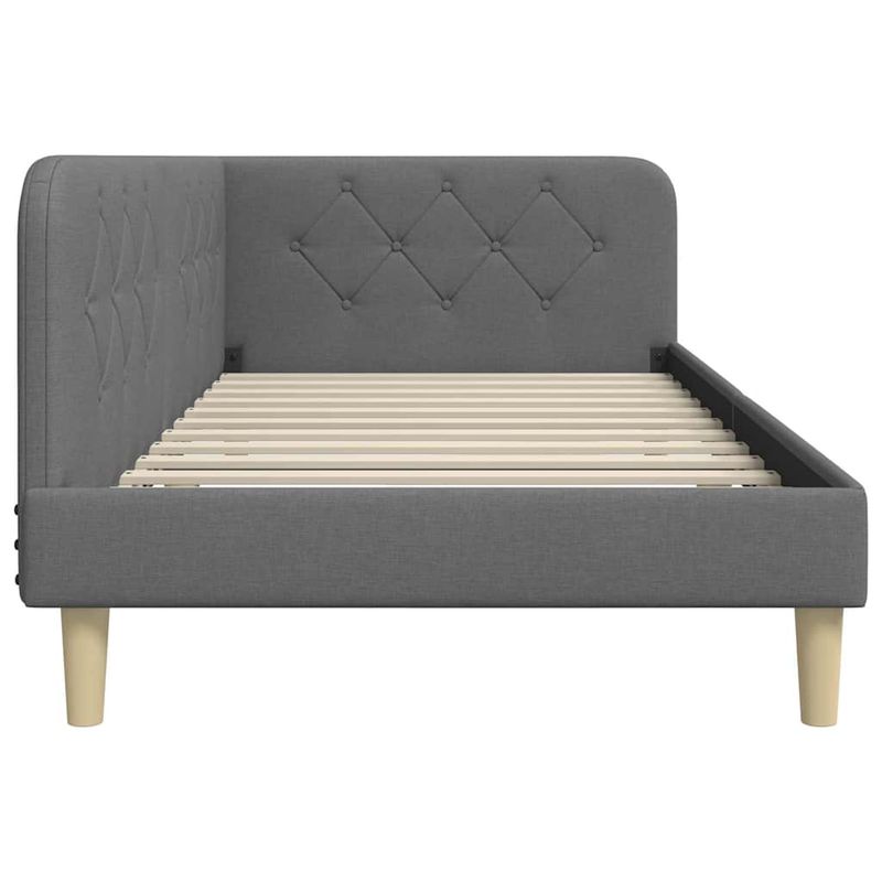 Casa si Gradina - Mobilier - Paturi si accesorii - Paturi - Cadru de pat coltar Gri inchis 90 x 190 cm tesatura - Infinity.ro