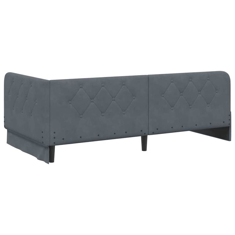 Casa si Gradina - Mobilier - Paturi si accesorii - Paturi - Cadru de pat coltar cu headboard Gri inchis 90 x 200 cm Catifea - Infinity.ro