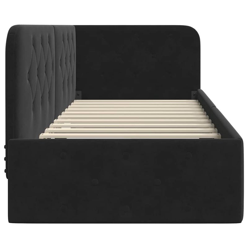 Casa si Gradina - Mobilier - Paturi si accesorii - Paturi - Cadru de pat coltar cu headboard Negru 80 x 200 cm Catifea - Infinity.ro
