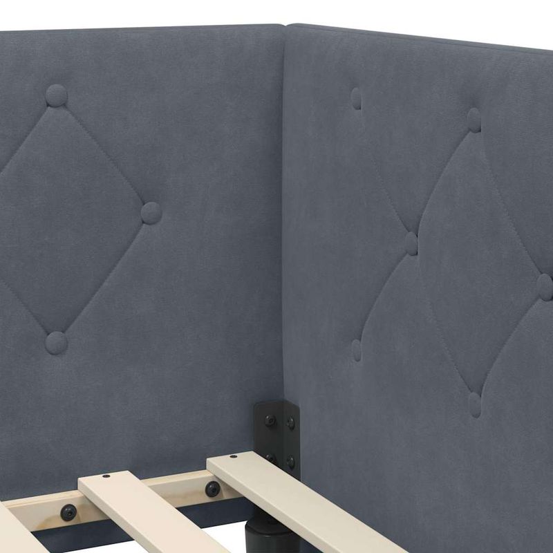 Casa si Gradina - Mobilier - Paturi si accesorii - Paturi - Cadru de pat coltar cu headboard Gri inchis 90 x 200 cm Catifea - Infinity.ro