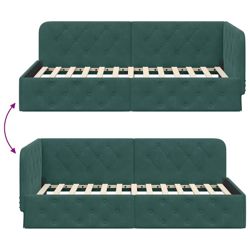 Casa si Gradina - Mobilier - Paturi si accesorii - Paturi - Cadru de pat coltar Verde inchis 90 x 200 cm Catifea - Infinity.ro
