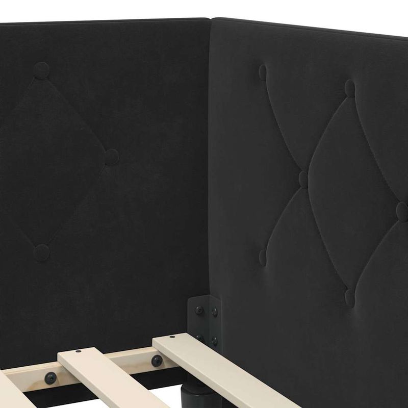 Casa si Gradina - Mobilier - Paturi si accesorii - Paturi - Cadru de pat coltar cu headboard Negru 80 x 200 cm Catifea - Infinity.ro