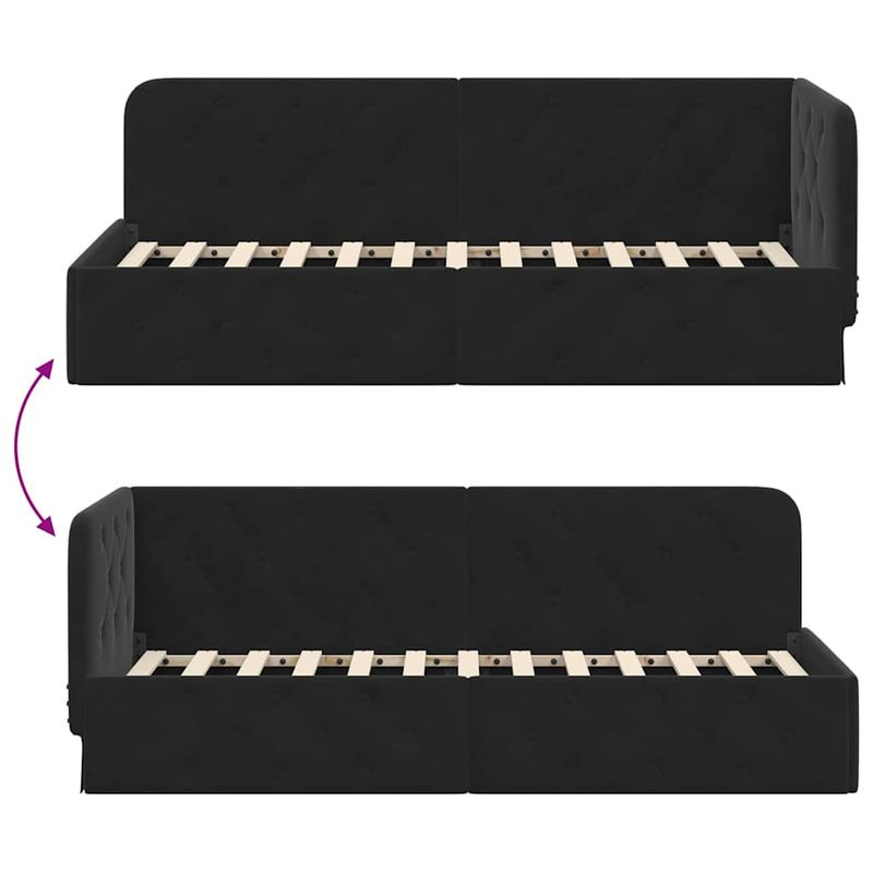 Casa si Gradina - Mobilier - Paturi si accesorii - Paturi - Cadru de pat coltar cu headboard Negru 80 x 200 cm Catifea - Infinity.ro